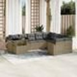 vidaXL Salon de jardin avec coussins 10 pcs beige résine tressée