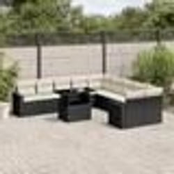vidaXL Salon de jardin 11 pcs avec coussins noir résine tressée