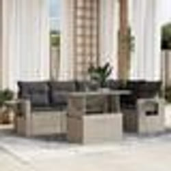 vidaXL Salon de jardin 6 pcs avec coussins gris clair résine tressée