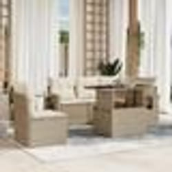 vidaXL Salon de jardin avec coussins 6 pcs beige résine tressée