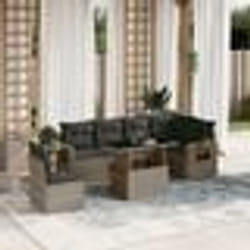 vidaXL Salon de jardin avec coussins 7 pcs gris résine tressée