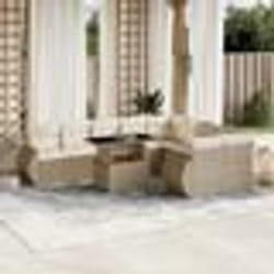 vidaXL Salon de jardin avec coussins 10 pcs beige résine tressée