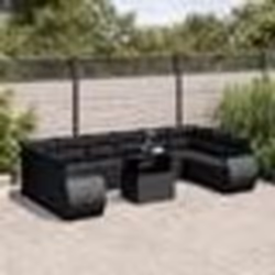 vidaXL Salon de jardin 11 pcs avec coussins noir résine tressée