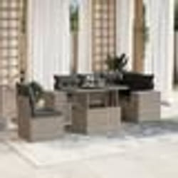 vidaXL Salon de jardin 6 pcs avec coussins gris clair résine tressée