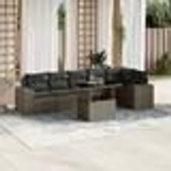 vidaXL Salon de jardin avec coussins 7 pcs gris résine tressée