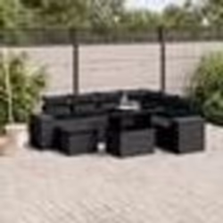 vidaXL Salon de jardin 8 pcs avec coussins noir résine tressée