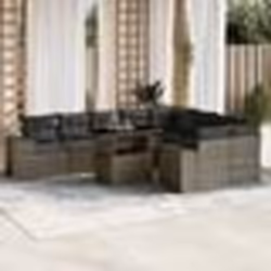vidaXL Salon de jardin avec coussins 10 pcs gris résine tressée