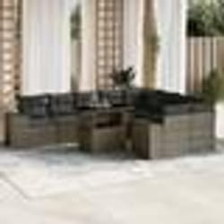 vidaXL Salon de jardin avec coussins 10 pcs gris résine tressée