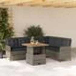vidaXL Salon de jardin 2 pcs avec coussins Gris Résine tressée