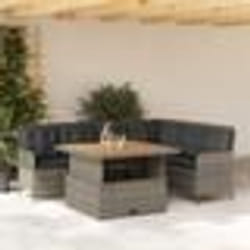 vidaXL Salon de jardin 2 pcs avec coussins Gris Résine tressée