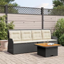 VIDAXL Salon de jardin 3 pcs - Noir