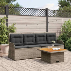 vidaXL Salon de jardin 3 pcs gris - Résine tressée
