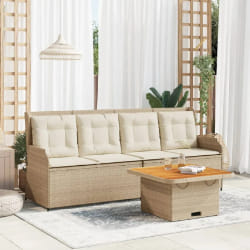 vidaXL Salon de jardin 3 pcs Beige résine tressée