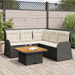 vidaXL Salon de jardin 4 pcs - Noir
