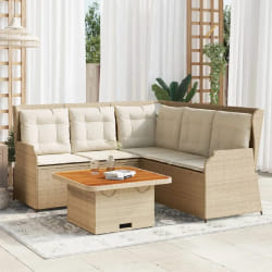 vidaXL Salon de jardin 4 pcs - Beige