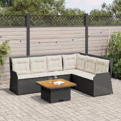 vidaXL Salon de jardin 5 pcs avec coussins - Noir