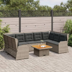 vidaXL Salon de jardin 7 pcs gris