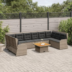 vidaXL Salon de Jardin 7 pcs - Gris Résine Tressée