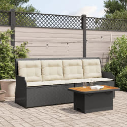 vidaXL Salon de jardin 3 pcs Noir Résine Tressée