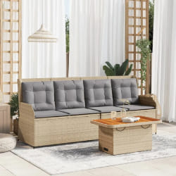 vidaXL Salon de jardin 3 pcs - Beige