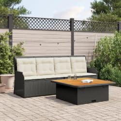 vidaXL Salon de jardin 3 pcs - Noir