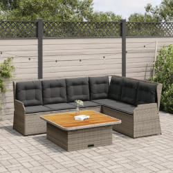 vidaXL Salon de jardin 5 pcs - Gris