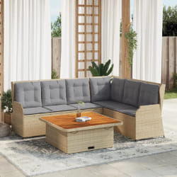 VIDAXL Salon de jardin 5 pièces avec coussins beiges