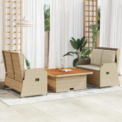 vidaXL Salon de jardin 3 pcs - Beige