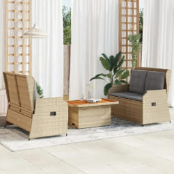 VIDAXL Salon de jardin 3 pcs - Beige