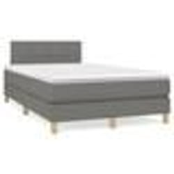 vidaXL Sommier à lattes de lit avec matelas gris foncé 120x190cm tissu - 120 x 190 cm