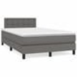 vidaXL Sommier à lattes de lit avec matelas gris 120x190 cm similicuir - 120 x 190 cm