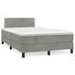 vidaXL Sommier à lattes de lit et matelas gris clair 120x190cm velours - 120 x 190 cm
