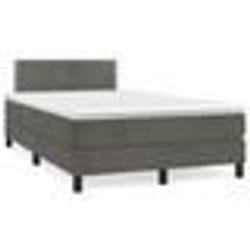 vidaXL Sommier à lattes de lit et matelas gris foncé 120x190cm velours - 120 x 190 cm