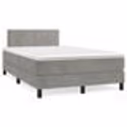 vidaXL Sommier à lattes de lit et matelas gris clair 120x190cm velours - 120 x 190 cm