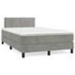 vidaXL Sommier à lattes de lit et matelas gris clair 120x190cm velours - 120 x 190 cm