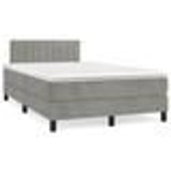 vidaXL Sommier à lattes de lit et matelas gris clair 120x190cm velours - 120 x 190 cm
