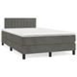 vidaXL Sommier à lattes de lit et matelas gris foncé 120x190cm velours - 120 x 190 cm