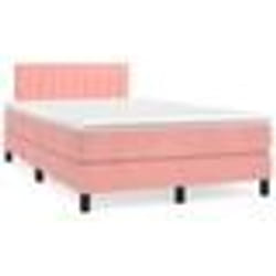 vidaXL Sommier à lattes de lit avec matelas rose 120x190 cm velours - 120 x 190 cm