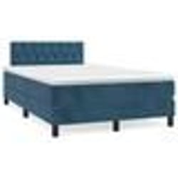vidaXL Sommier à lattes de lit et matelas bleu foncé 120x190cm velours - 120 x 190 cm