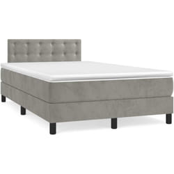 vidaXL Sommier à lattes de lit et matelas gris clair 120x190cm velours - 120 x 190 cm