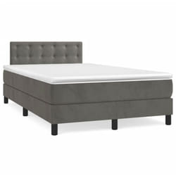 vidaXL Sommier à lattes de lit et matelas gris foncé 120x190cm velours - 120 x 190 cm