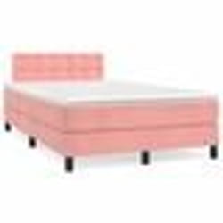 vidaXL Sommier à lattes de lit avec matelas rose 120x190 cm velours - 120 x 190 cm