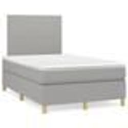 vidaXL Sommier à lattes de lit et matelas gris clair 120x190 cm tissu - 120 x 190 cm