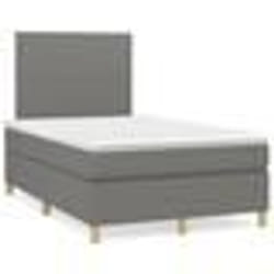 vidaXL Sommier à lattes de lit avec matelas gris foncé 120x190cm tissu - 120 x 190 cm