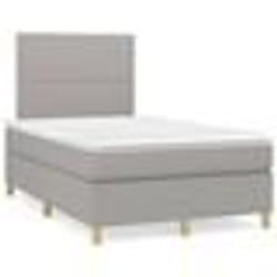 vidaXL Sommier à lattes de lit et matelas gris clair 120x190 cm tissu - 120 x 190 cm