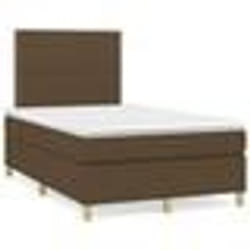vidaXL Sommier à lattes de lit et matelas marron foncé 120x190cm tissu - 120 x 190 cm