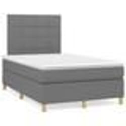 vidaXL Sommier à lattes de lit avec matelas gris foncé 120x190cm tissu - 120 x 190 cm