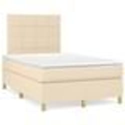 vidaXL Sommier à lattes de lit avec matelas crème 120x190 cm tissu - 120 x 190 cm