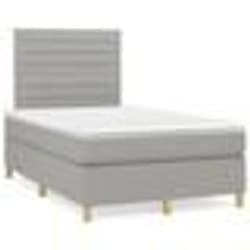 vidaXL Sommier à lattes de lit et matelas gris clair 120x190 cm tissu - 120 x 190 cm