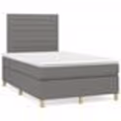 vidaXL Sommier à lattes de lit avec matelas gris foncé 120x190cm tissu - 120 x 190 cm